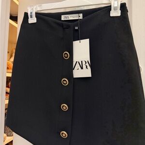Zara Black Button-Front Mini Skirt NWT (missing top button)